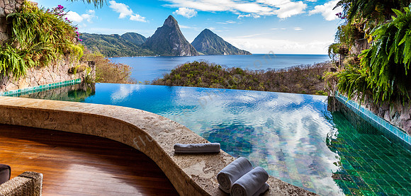 St. Lucia's Twin Pitons from Jade Mountain