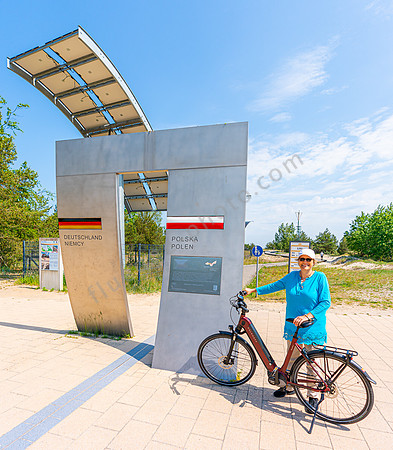 Autorin beim Grenzübergang Deutschland-Polen Usedom