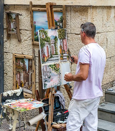 Taormina: Strassenkünstler.
