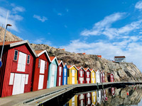 Bunte Bootshäuser in Smögen
