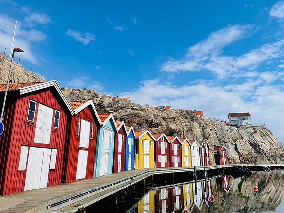 Bunte Bootshäuser in Smögen