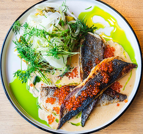 Fisch-Kreation im Restaurant "Humal" in Tartu